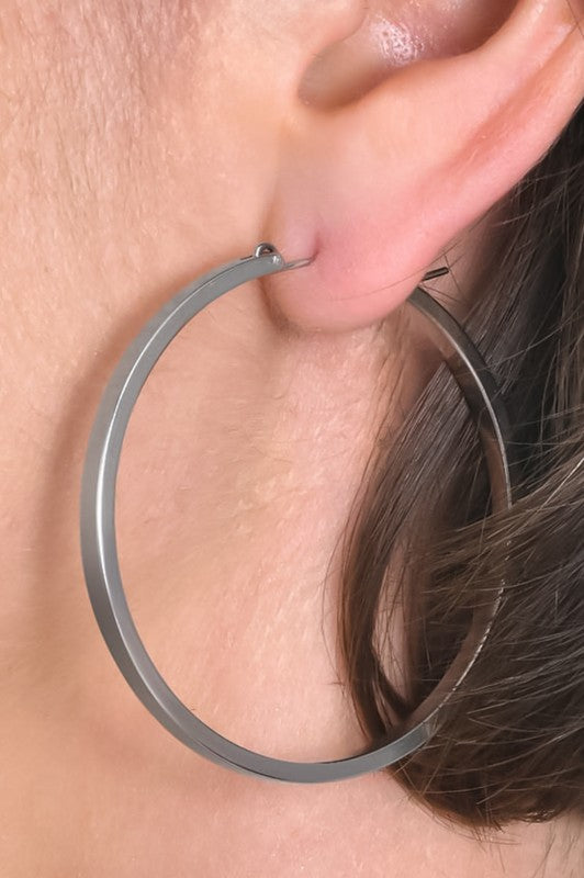 Milani Stainless Steel Silver Hoops