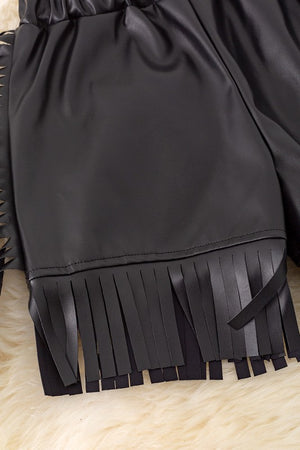 KIDS - Pleather Fringe Shorts - Kids