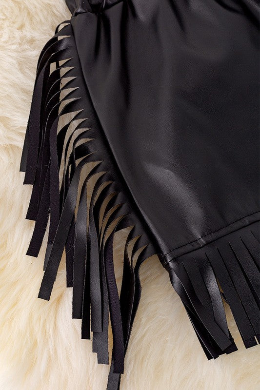 KIDS - Pleather Fringe Shorts - Kids