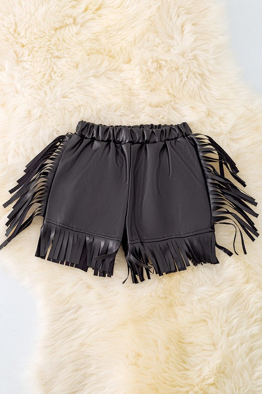 KIDS - Pleather Fringe Shorts - Kids