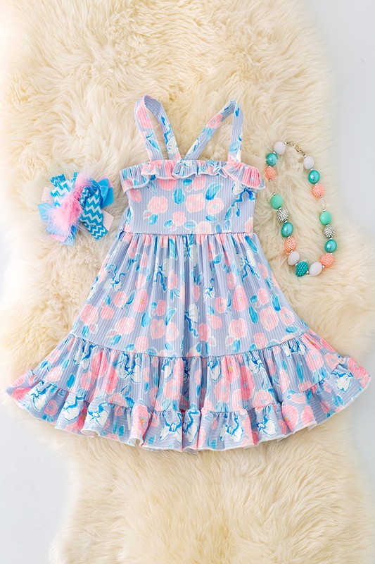 pink and blue ruffle dress Amarra 89301 Size 2 PINK Print Mermaid Prom Dress Ruffle Slit
