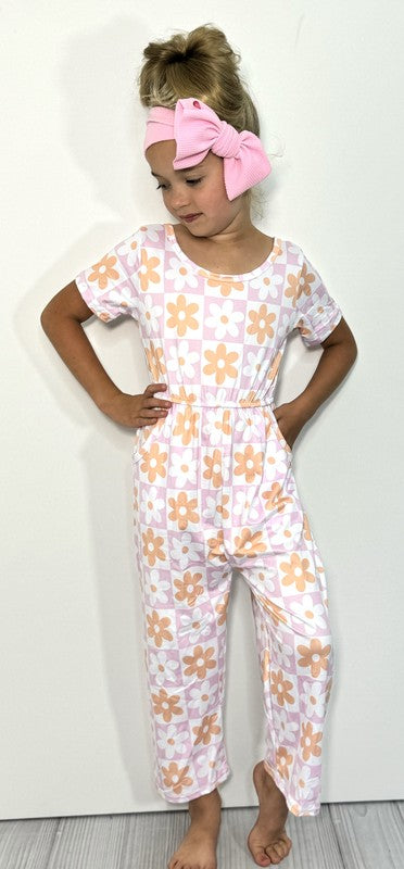 KIDS - Checkered Daisy Romper - Toddler/Kids