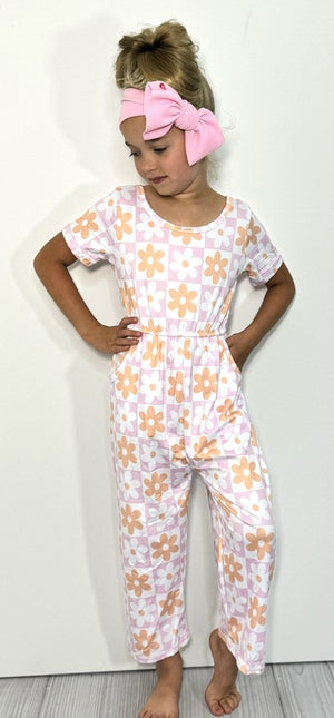 KIDS - Checkered Daisy Romper - Toddler/Kids