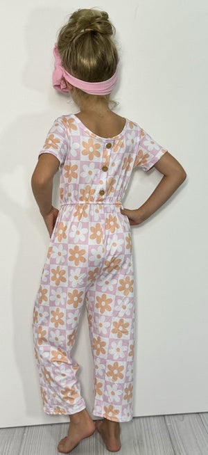 KIDS - Checkered Daisy Romper - Toddler/Kids