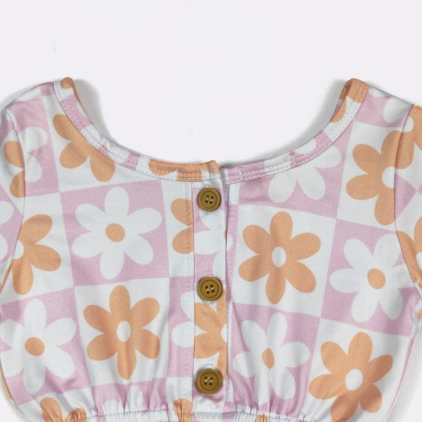 KIDS - Checkered Daisy Romper - Toddler/Kids