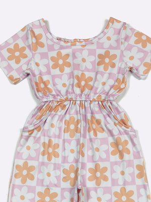 KIDS - Checkered Daisy Romper - Toddler/Kids