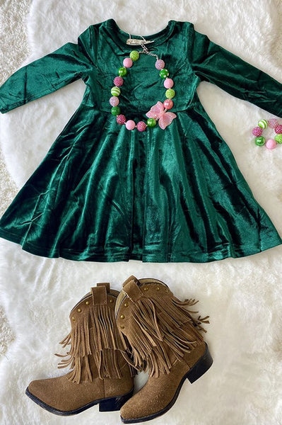 KIDS - Green Velvet Dress - Baby/Toddler/Kids Urban Chic Boutique - NE KIDS - Green Velvet Dress - Baby/Toddler/Kids Urban Chic Boutique - NE