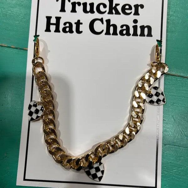Gold Checkered Heart Trucker Hat Chain