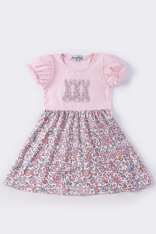 KIDS - Pink Floral Bunny Dress - Baby/Toddler/Kids