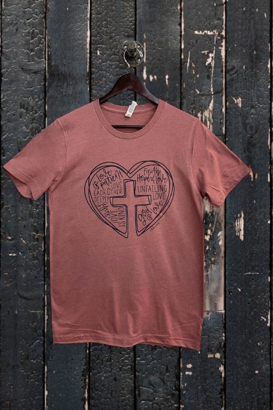 Religious Heart Graphic Tee - Bella Canvas