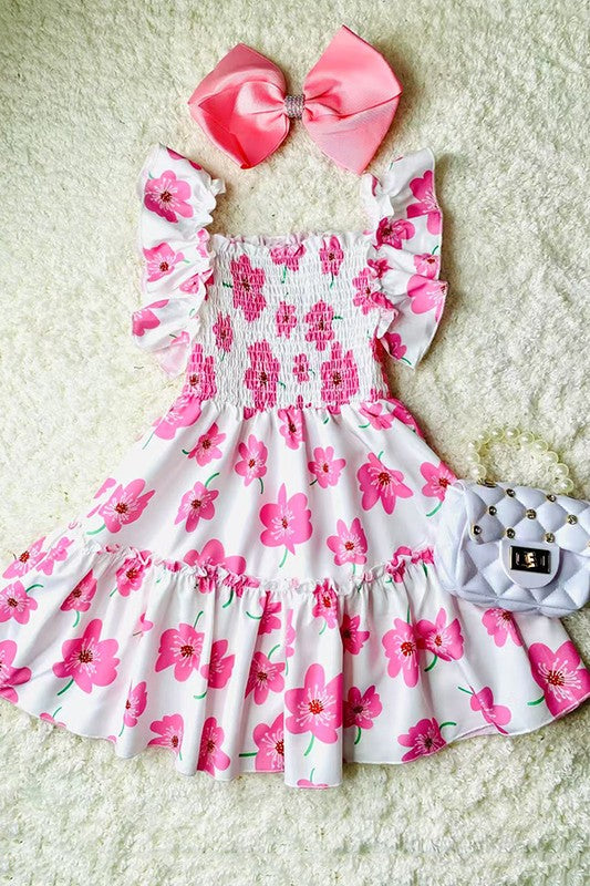 KIDS - Pink Flower Summer Twirl Dress - Baby/Toddler/Kids