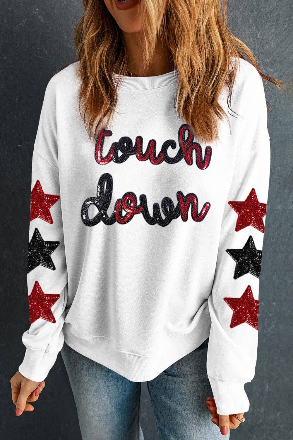 Sequined Touch Down Graphic Sweatshirt