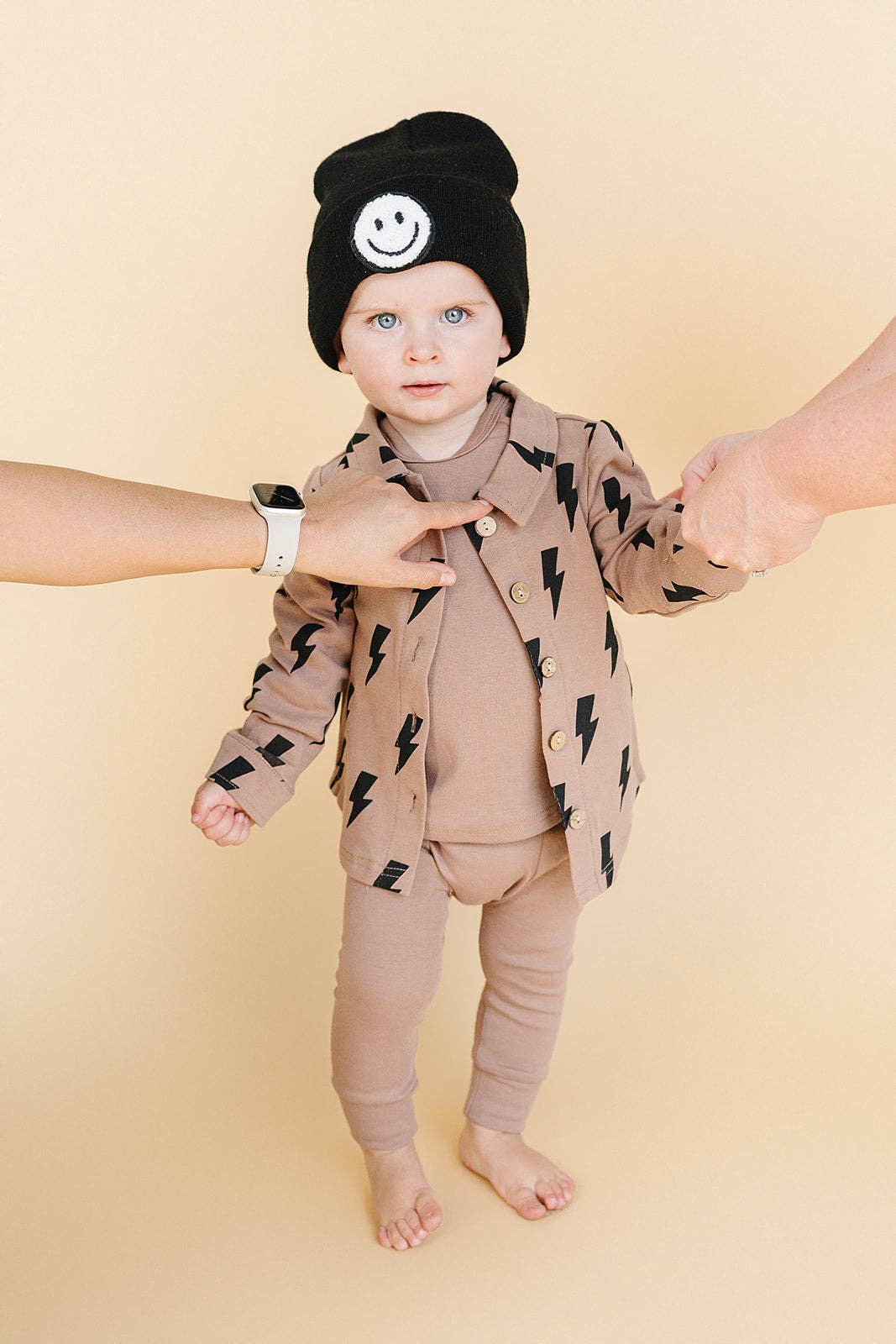 KIDS - Mocha Bolts Cotton Shacket - Baby/Toddler/Kids