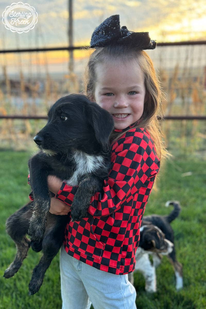 KIDS - Mini Pep Rally Pullover Top - Red/Black - Toddler/Kids