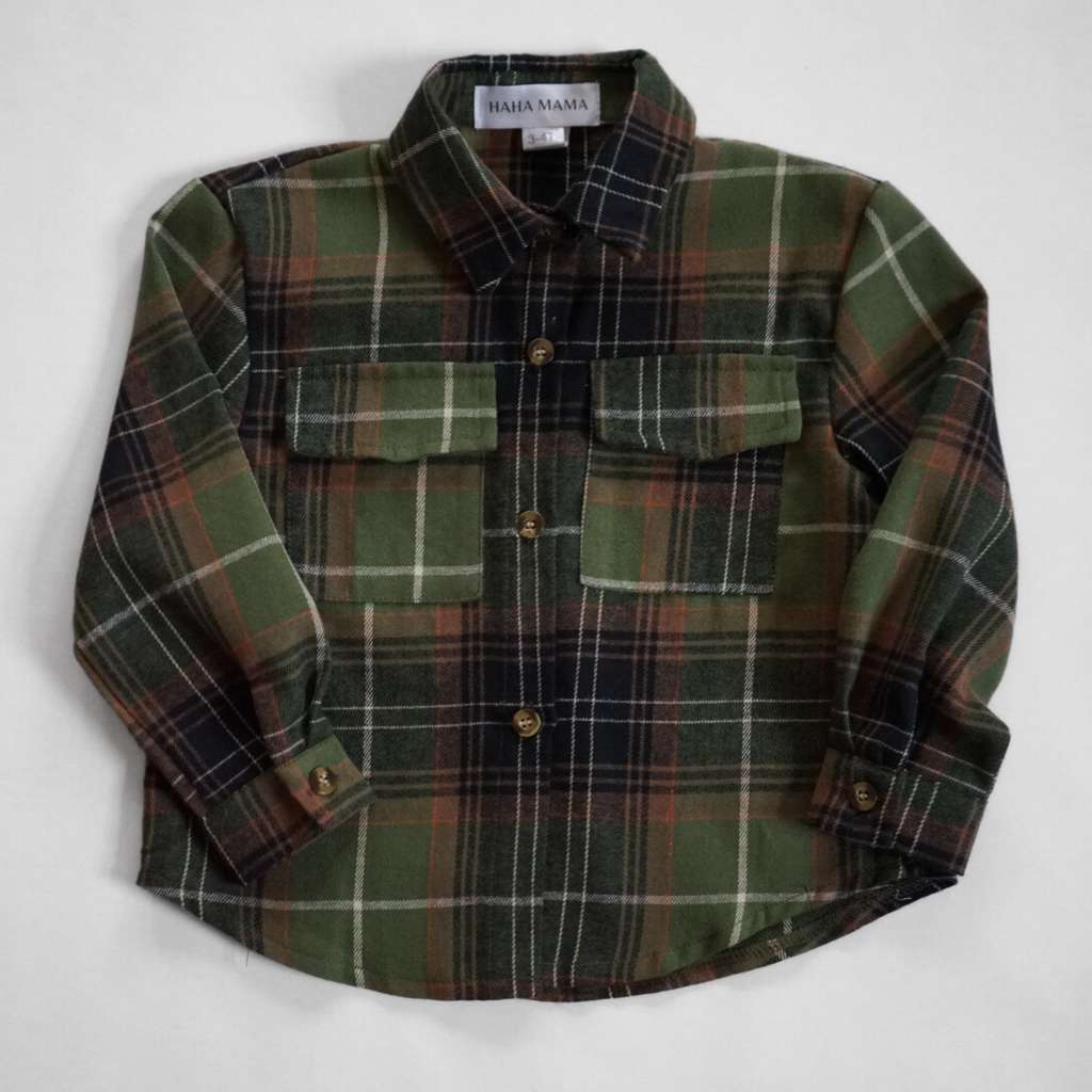 KIDS - Green Flannel Top - Kids