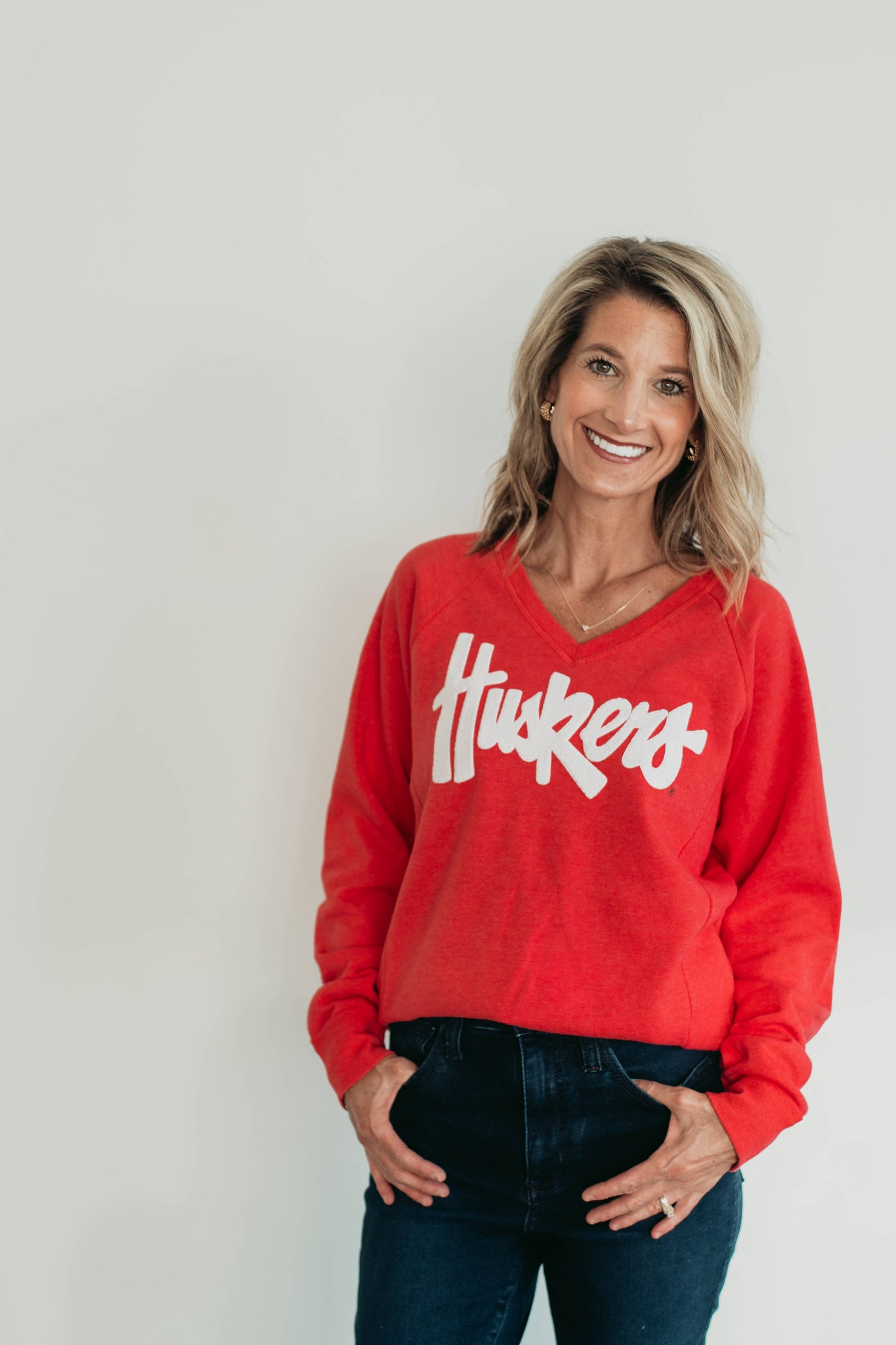 White Sparkle Huskers Sweatshirt