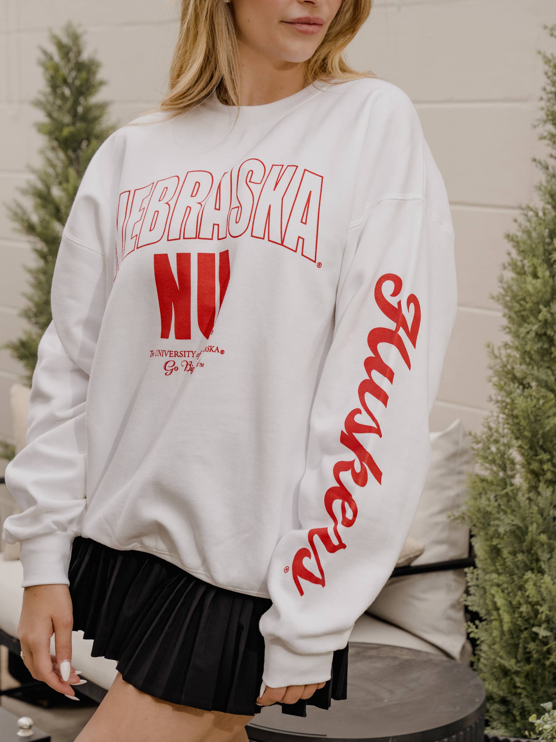 Nebraska White Graphic Sweatshirt – Urban Chic Boutique - NE