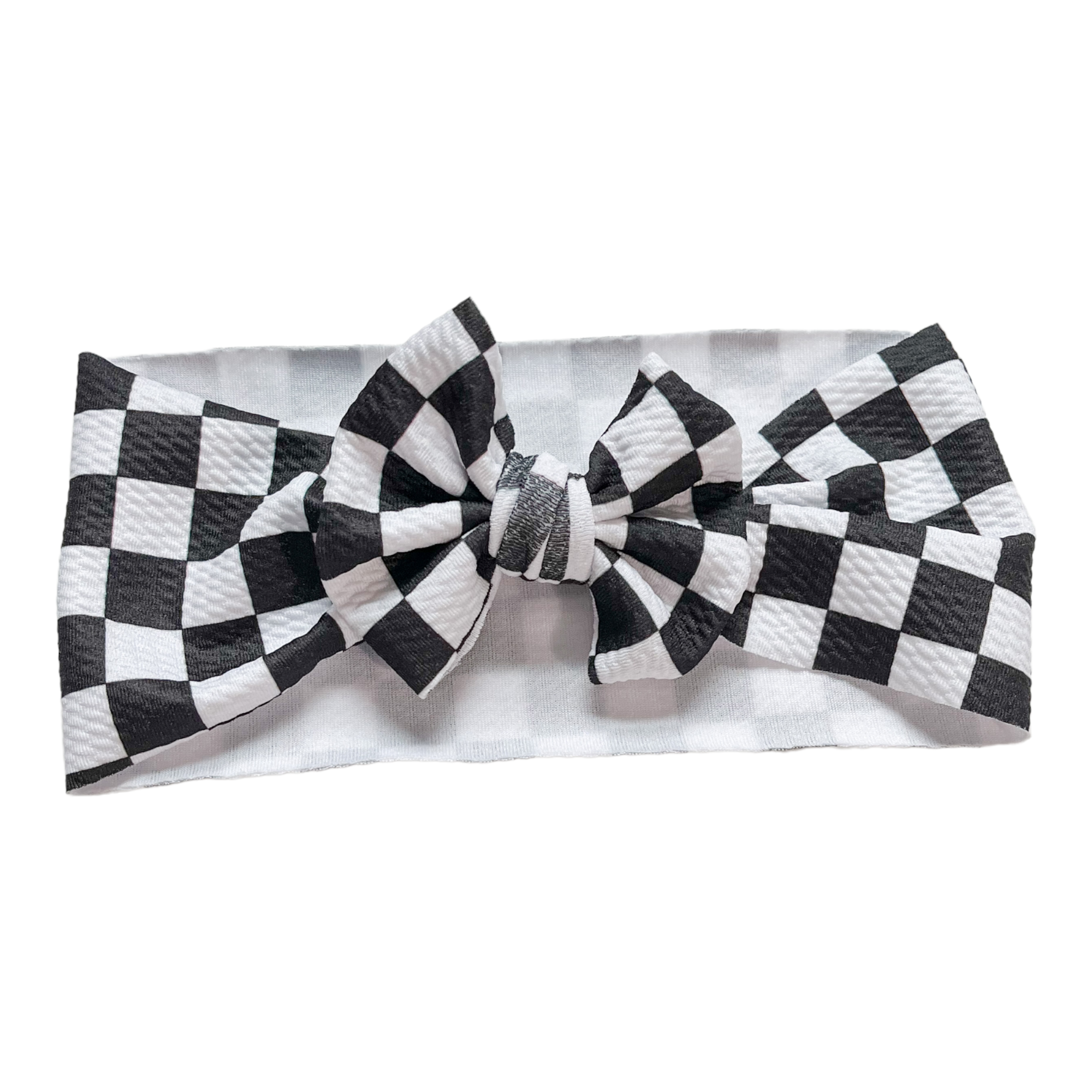 Checkered Headwrap Baby Bow