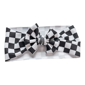 Checkered Headwrap Baby Bow