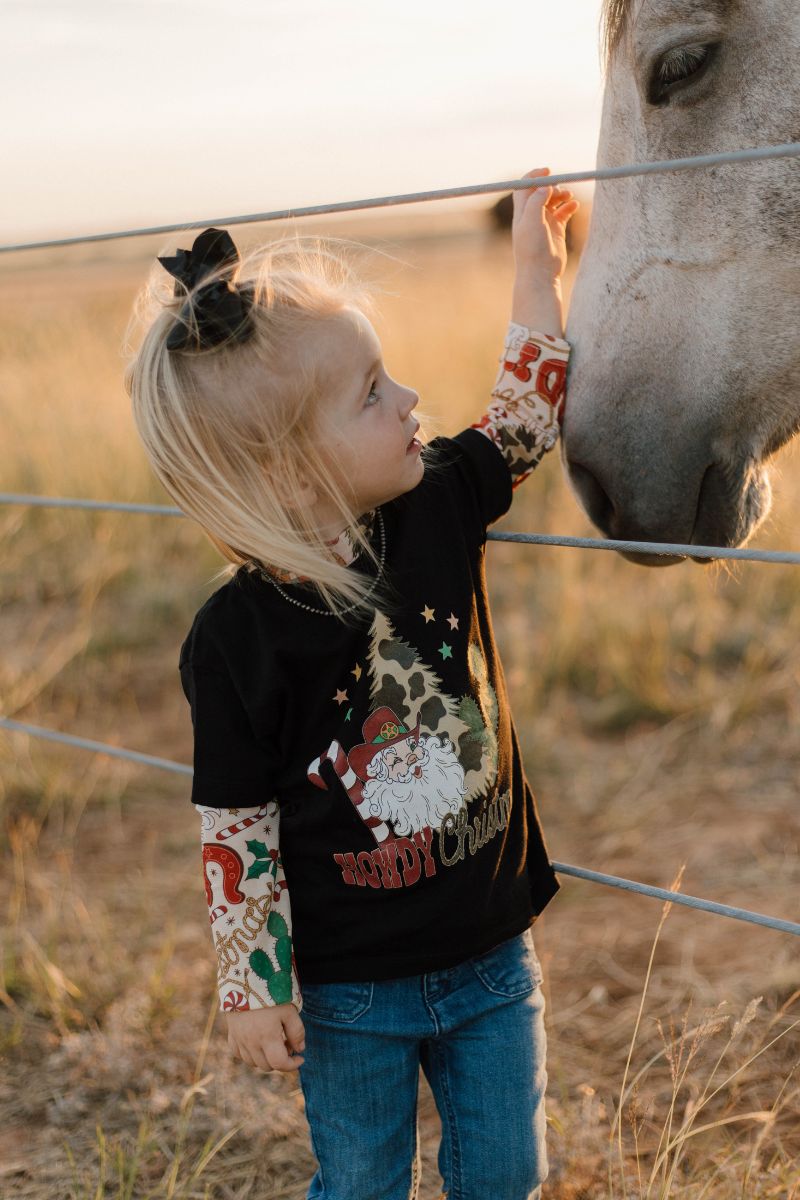 KIDS - Mini Howdy Santa Graphic Tee - Toddler/Kids