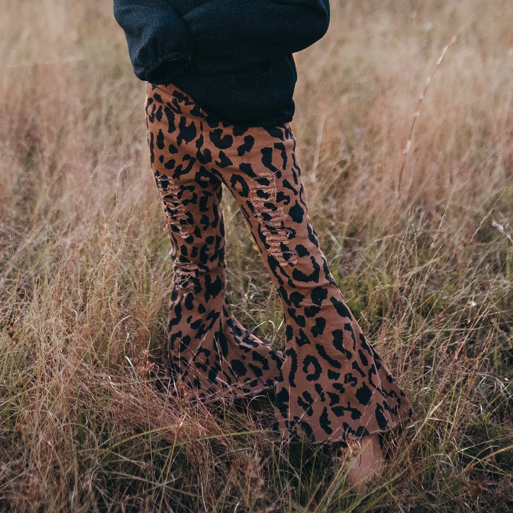 KIDS - Leopard Denim Flare Pants - Kids