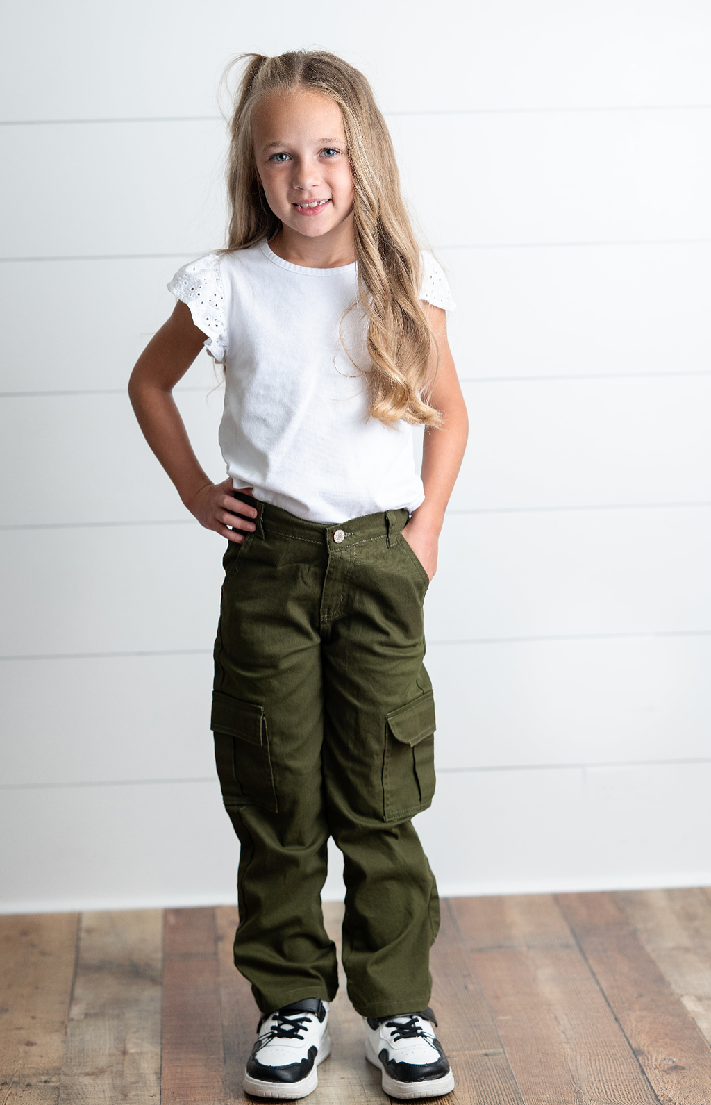 KIDS - Olive Denim Cargo Pants - Toddler/Kids