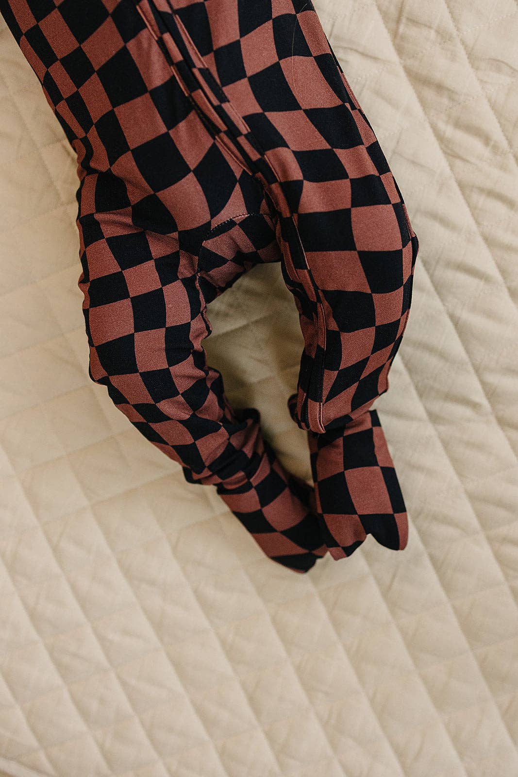 KIDS - Chocolate Checkered Zip Romper - Baby