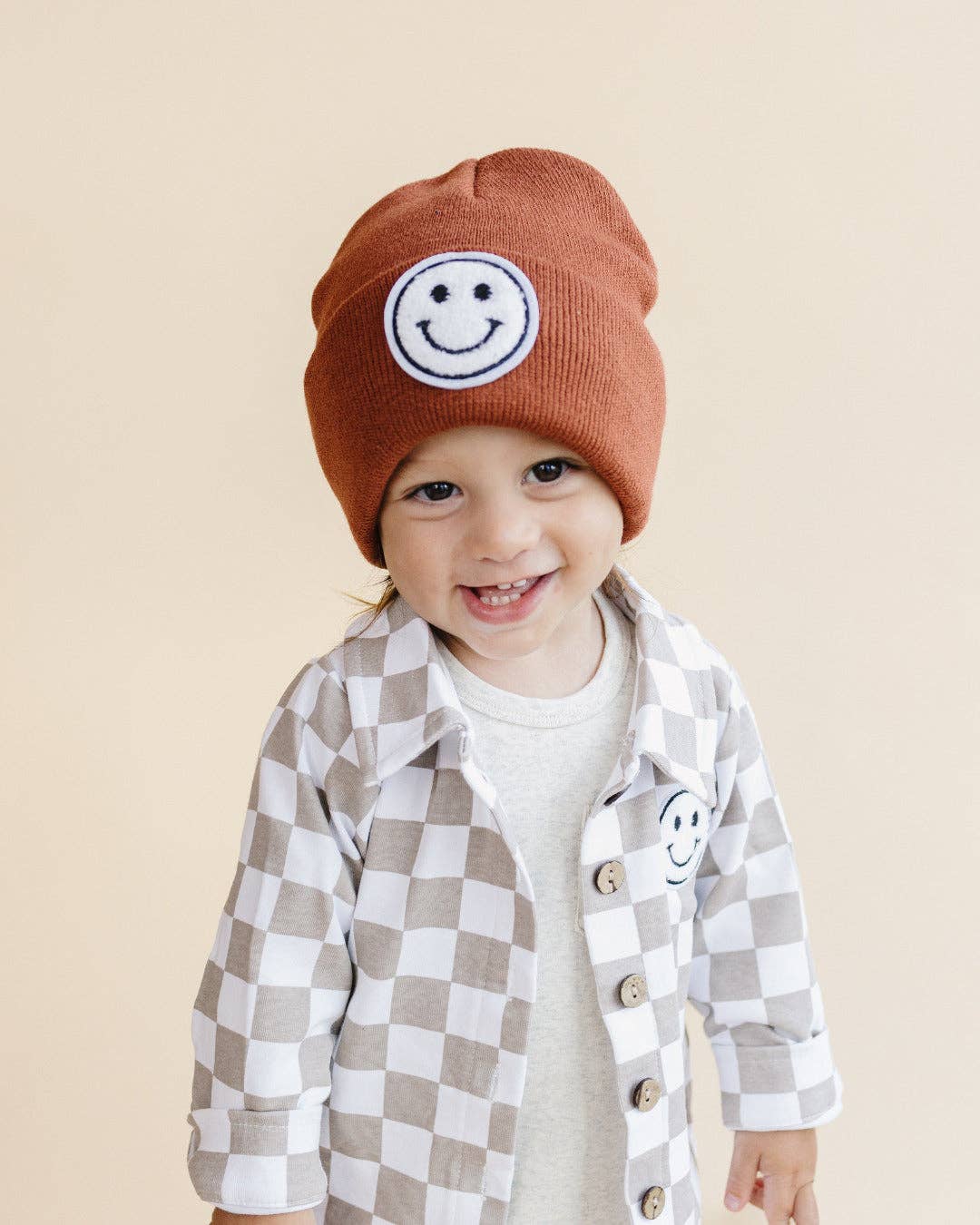 KIDS - Smiley Cotton Fall Shacket - Latte - Baby/Toddler/Kids