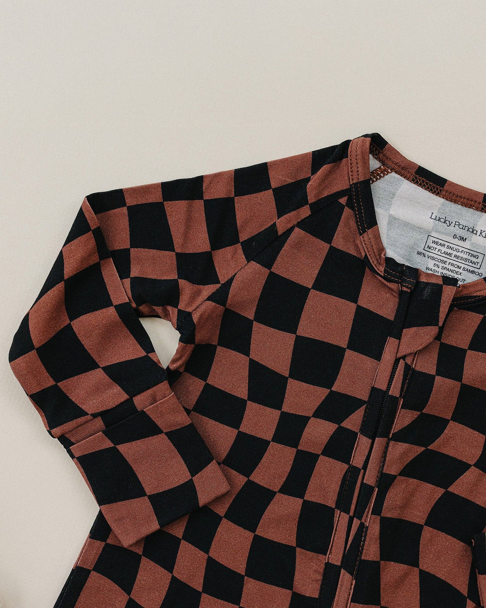 KIDS - Chocolate Checkered Zip Romper - Baby