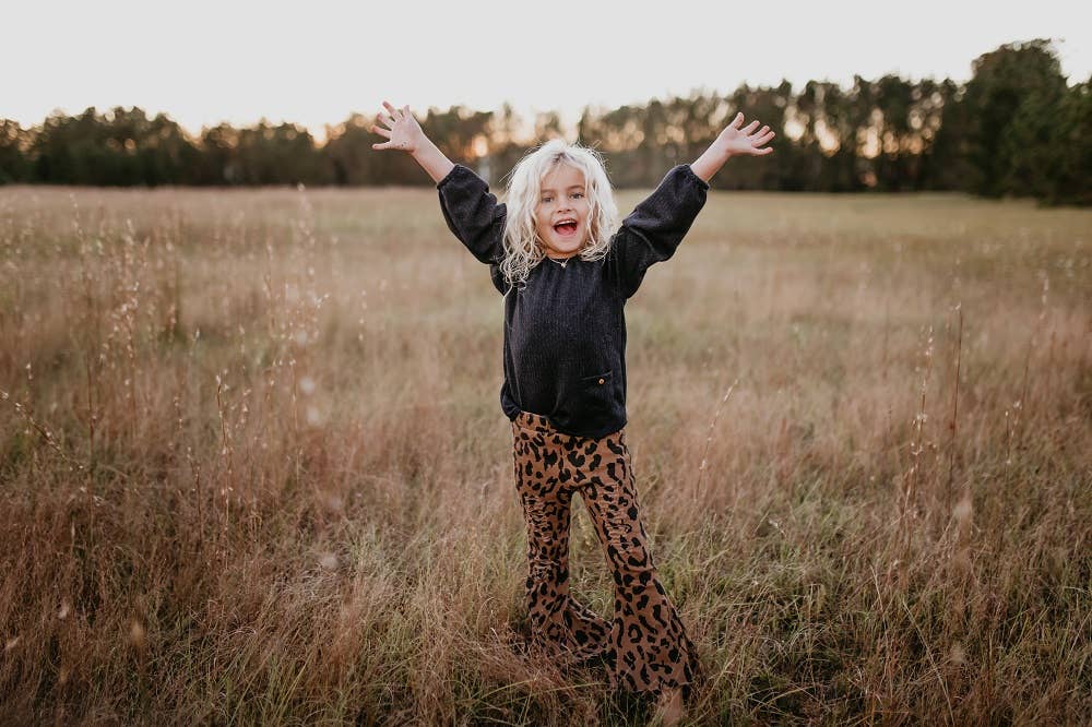 KIDS - Leopard Denim Flare Pants - Kids