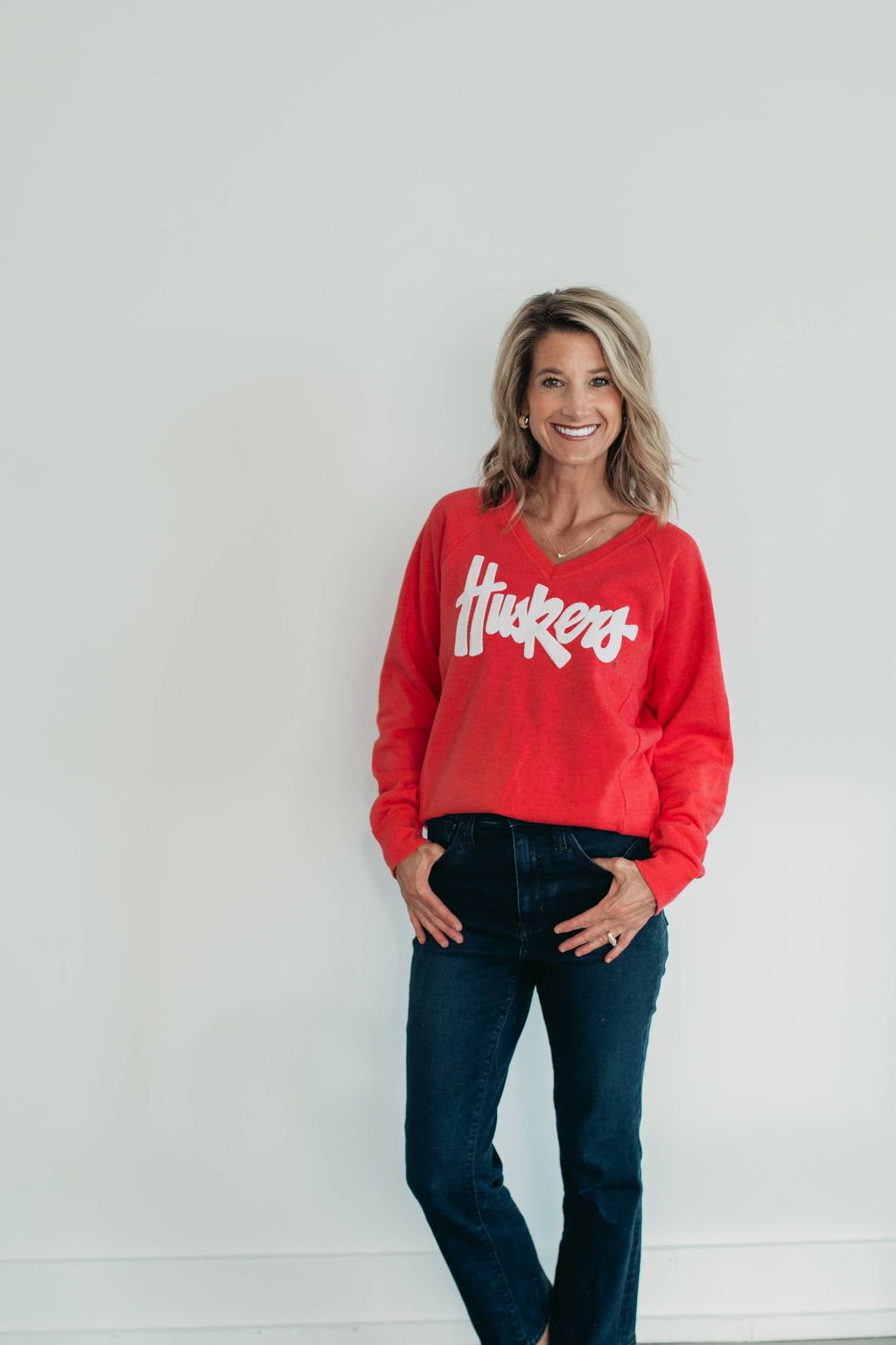 White Sparkle Huskers Sweatshirt