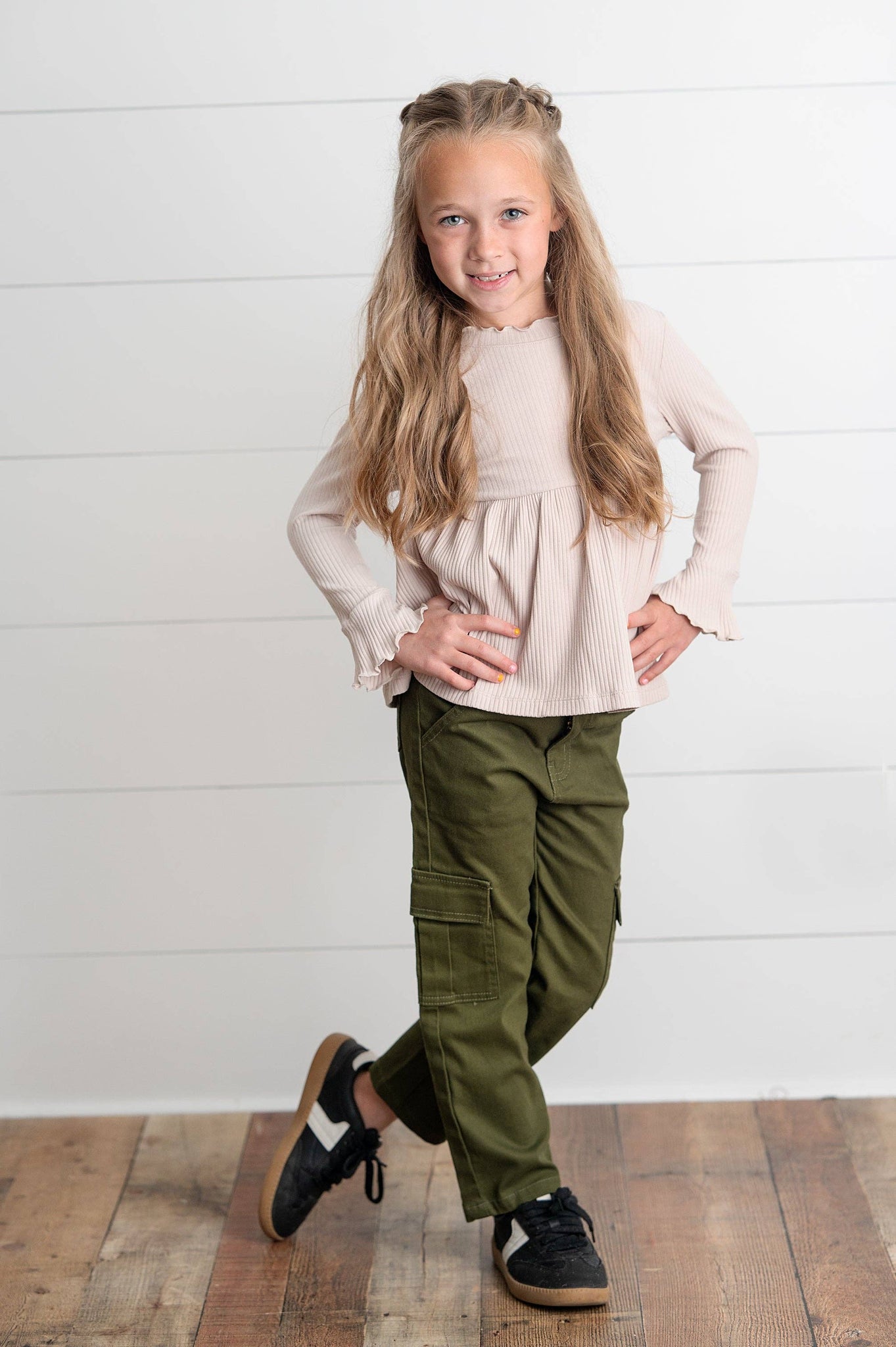 KIDS - Olive Denim Cargo Pants - Toddler/Kids