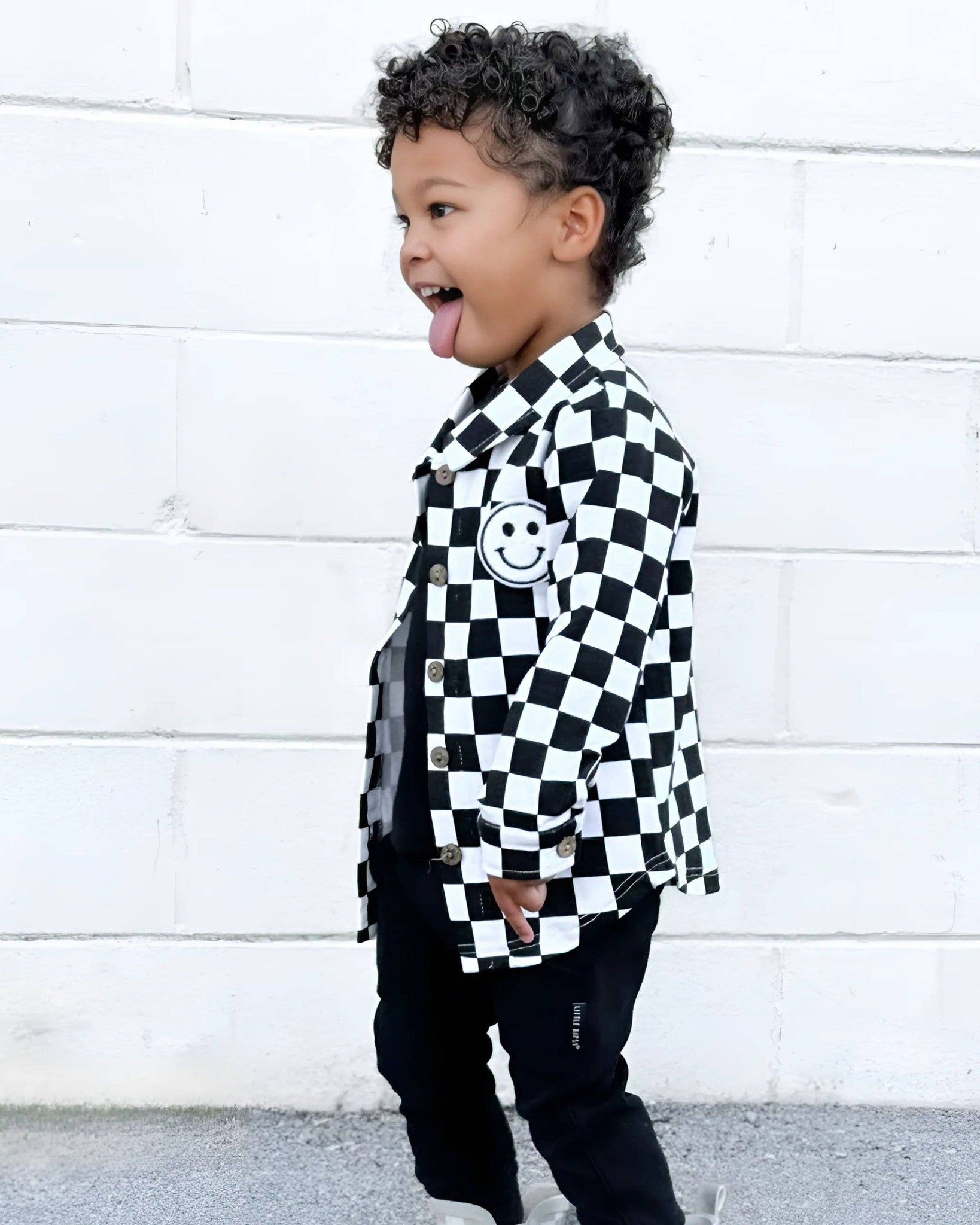 KIDS - Checkered Cotton Shacket - Black - Baby/Toddler/Kids