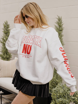 Nebraska White Graphic Sweatshirt