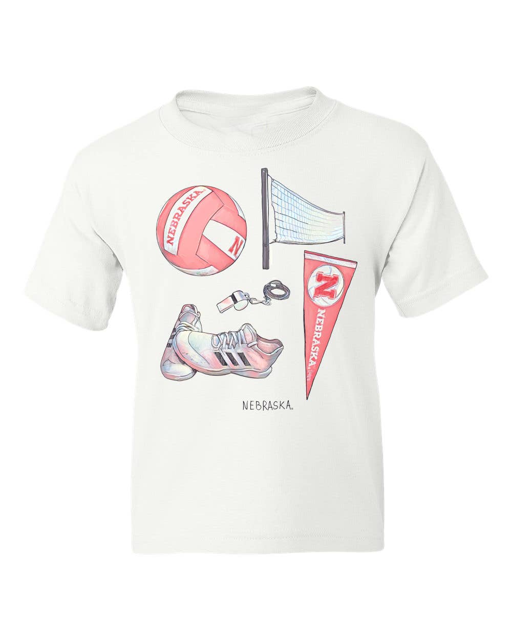 KIDS - Nebraska Volleyball Memorabilia Graphic Tee - Baby/Toddler/Kids