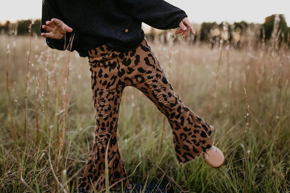 KIDS - Leopard Denim Flare Pants - Kids