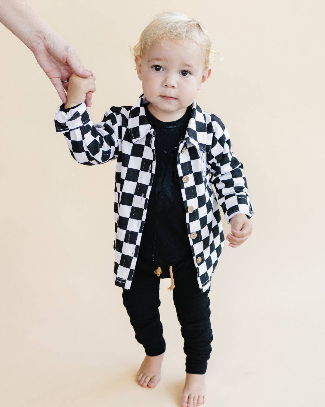 KIDS - Checkered Cotton Shacket - Black - Baby/Toddler/Kids