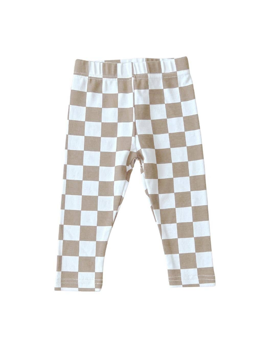 KIDS - Checkered Leggings - Latte - Toddler