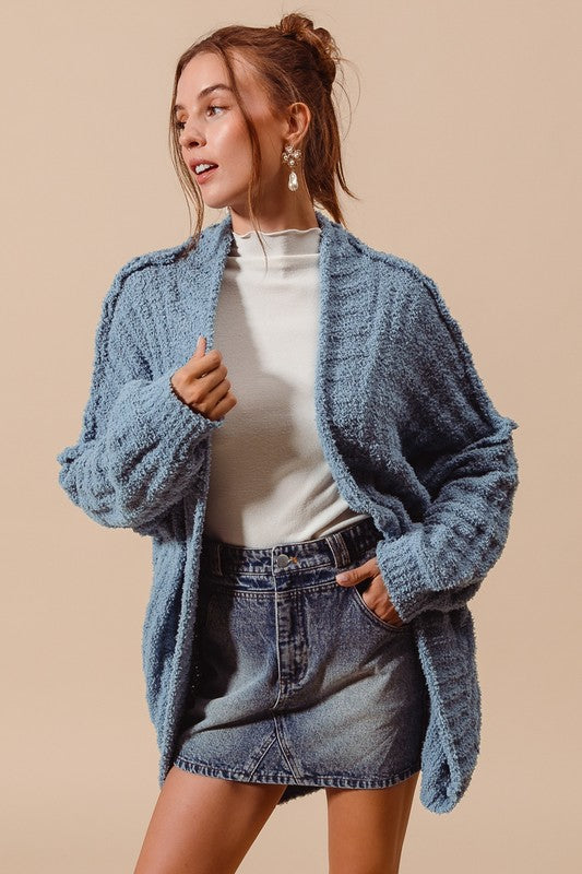 Fluffy Goodness Cardigan - Dusty Blue