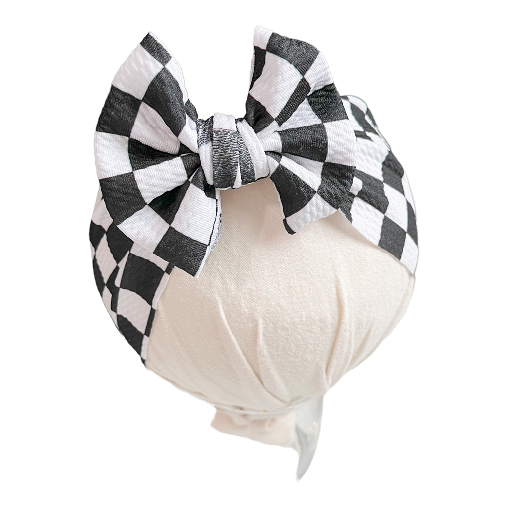 Checkered Headwrap Baby Bow