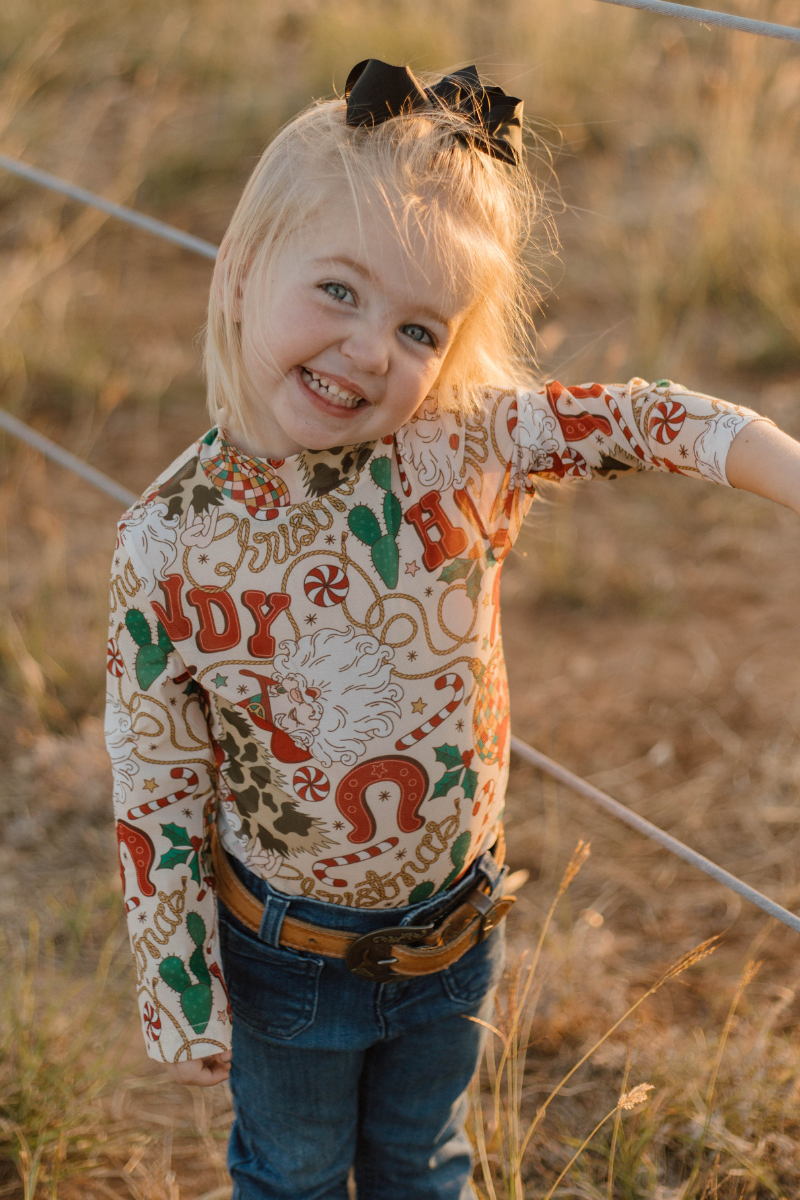 KIDS - Mini Howdy Santa Mesh Top - Kids