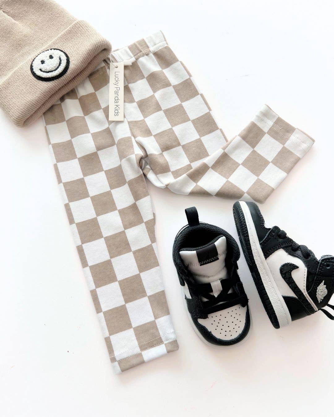KIDS - Checkered Leggings - Latte - Toddler