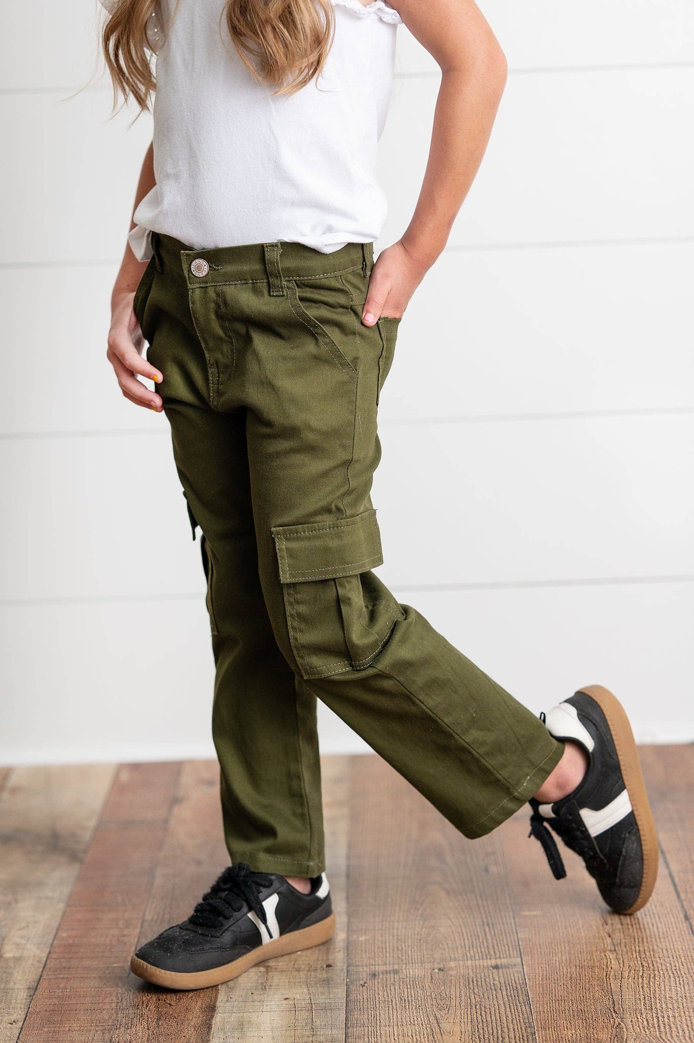 KIDS - Olive Denim Cargo Pants - Toddler/Kids