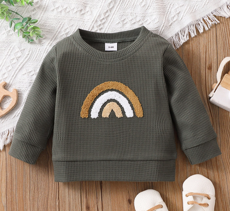 KIDS - Green Rainbow Pullover Sweatshirt - Baby