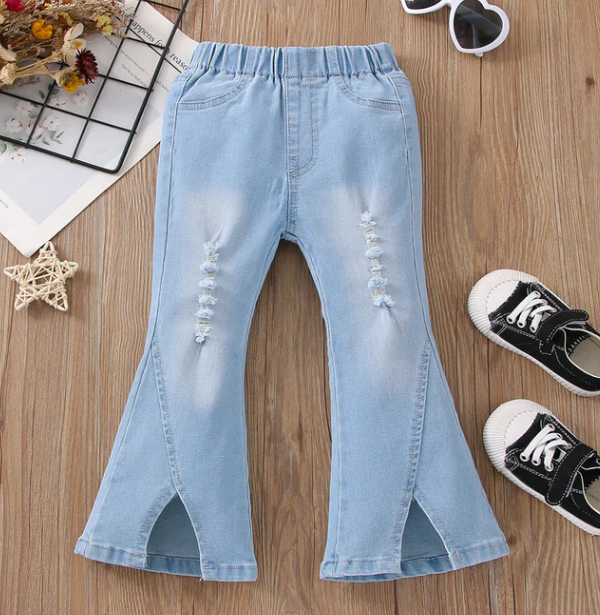 KIDS - Trendy Ripped Lightwash Flare Jeans - Toddler/Kid