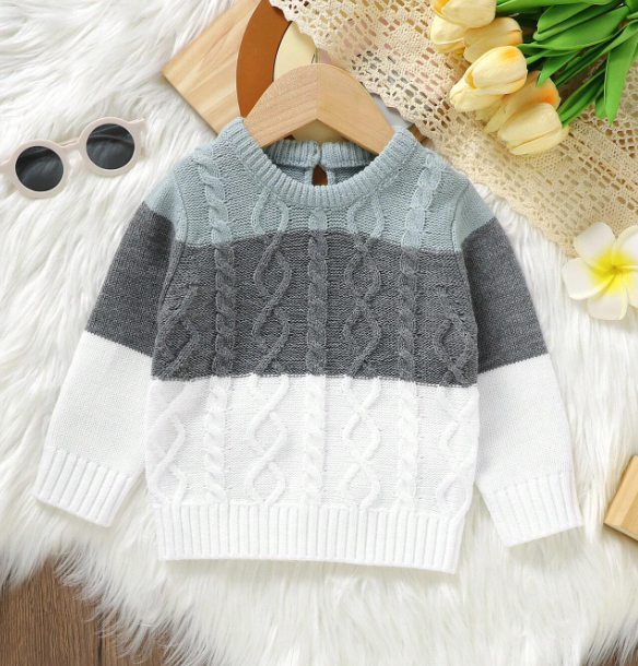 KIDS - Colorblock Cable Knit Sweater - Baby/Toddler