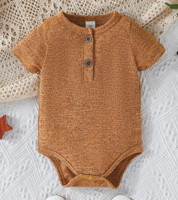 KIDS - Brown Half Button Onesie - Baby