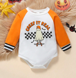 KIDS - Halloween Slogan Graphic Onesie - Baby