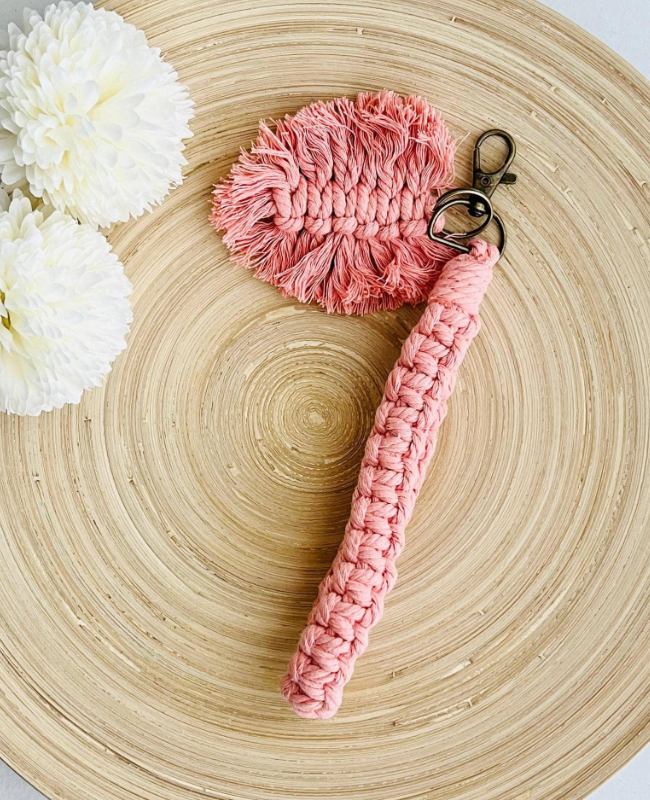 Boho Macreme Wristlet Keychain - Pink
