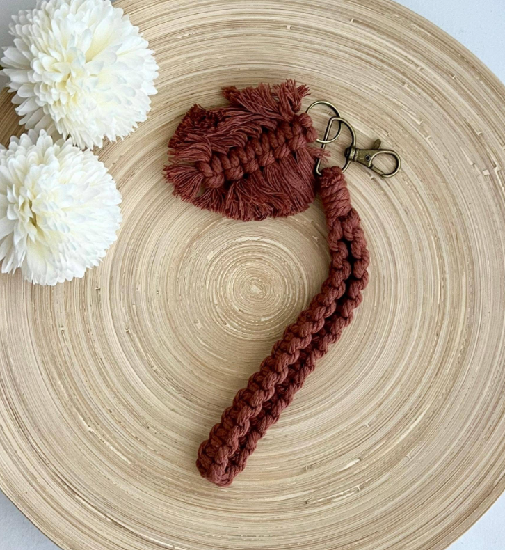 Boho Macreme Wristlet Keychain - Terracotta